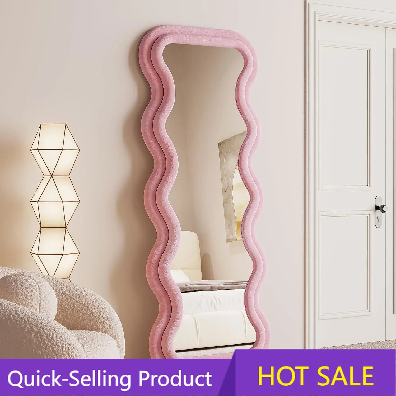 Arch Mirror Leaning - Full Length Wavy Mirror, 63