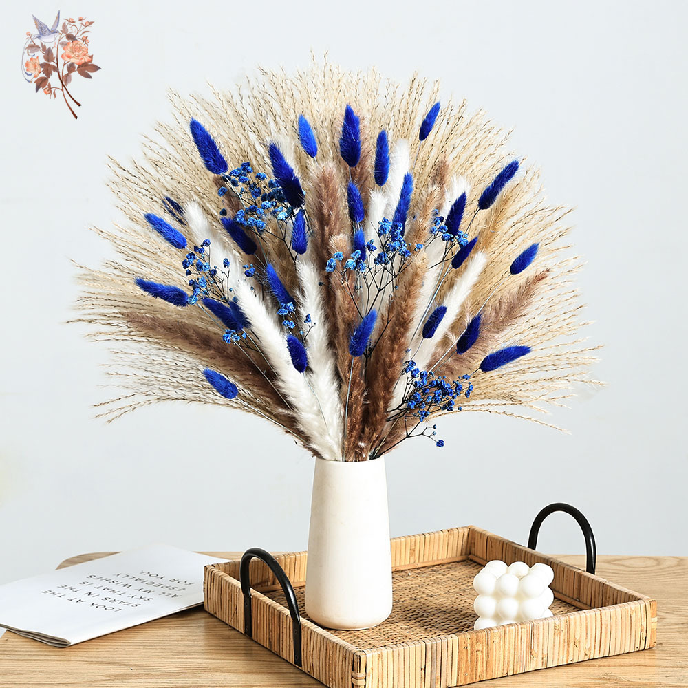 Interior Design Home Decor - 70 Stem Blue Fluffly Rabbit Tail