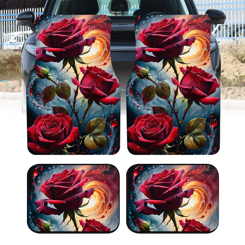 Interior Design Type - 4pcs Red Rose Magical Style Design