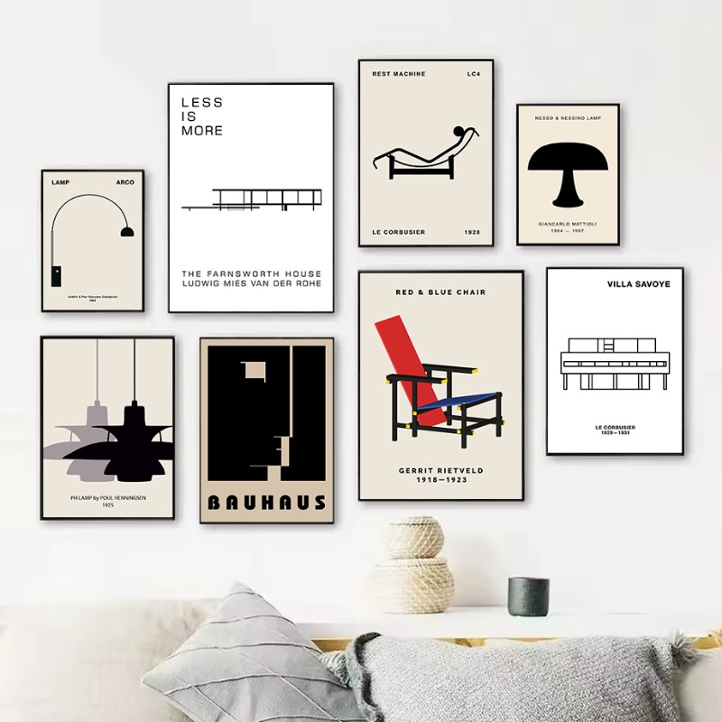 Interior Design Home Decor - Classic Farnsworth House Bauhaus Design Abstract