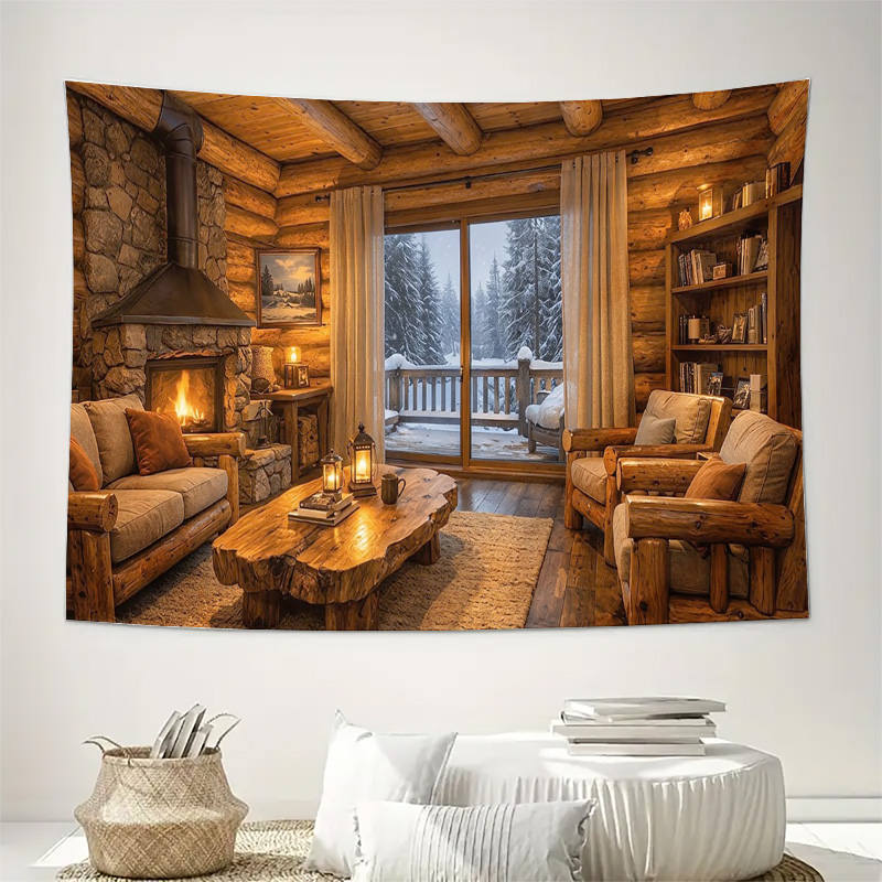 Cozy Wooden Cabin Fireplace In - đánh giá và giá Interior Design Home Decor