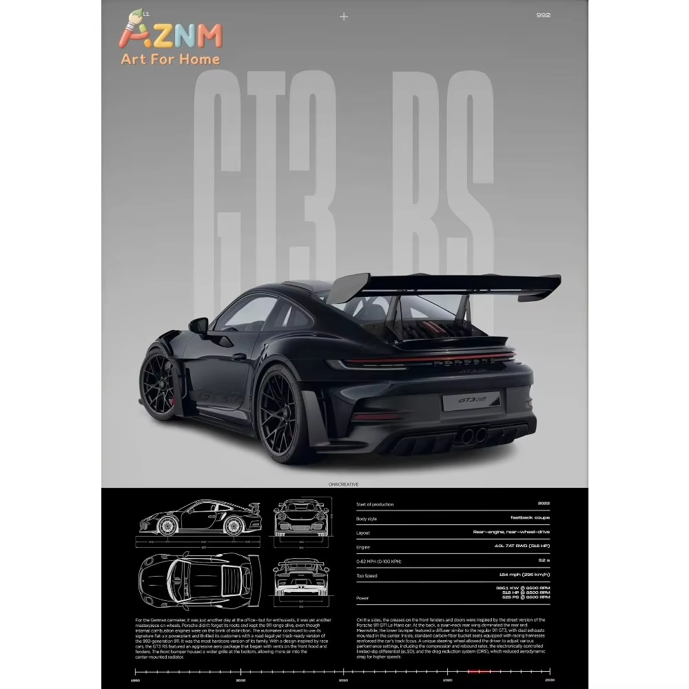 1pc Minimalist 911 GT3-RS 718  - đánh giá và giá Interior Design Home Decor