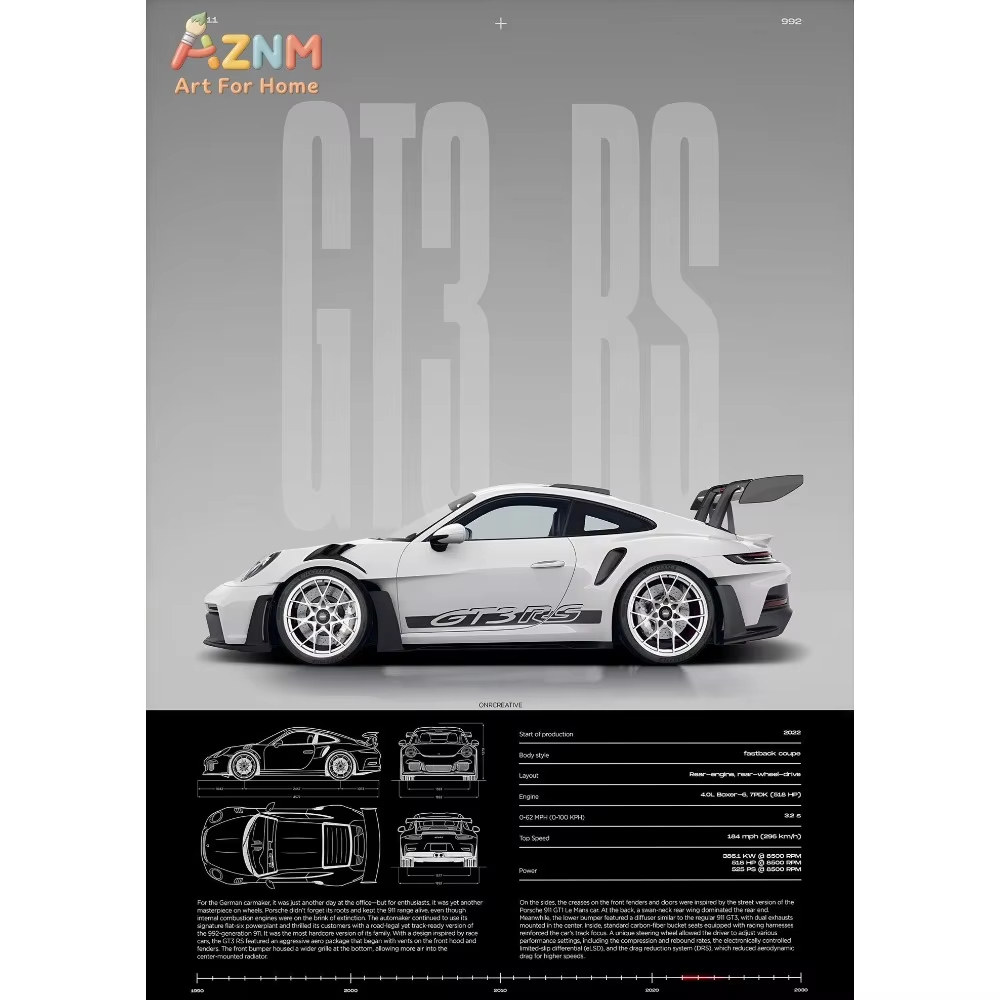 1pc Minimalist 911 GT3-RS 718  - đánh giá và giá Interior Design Home Decor