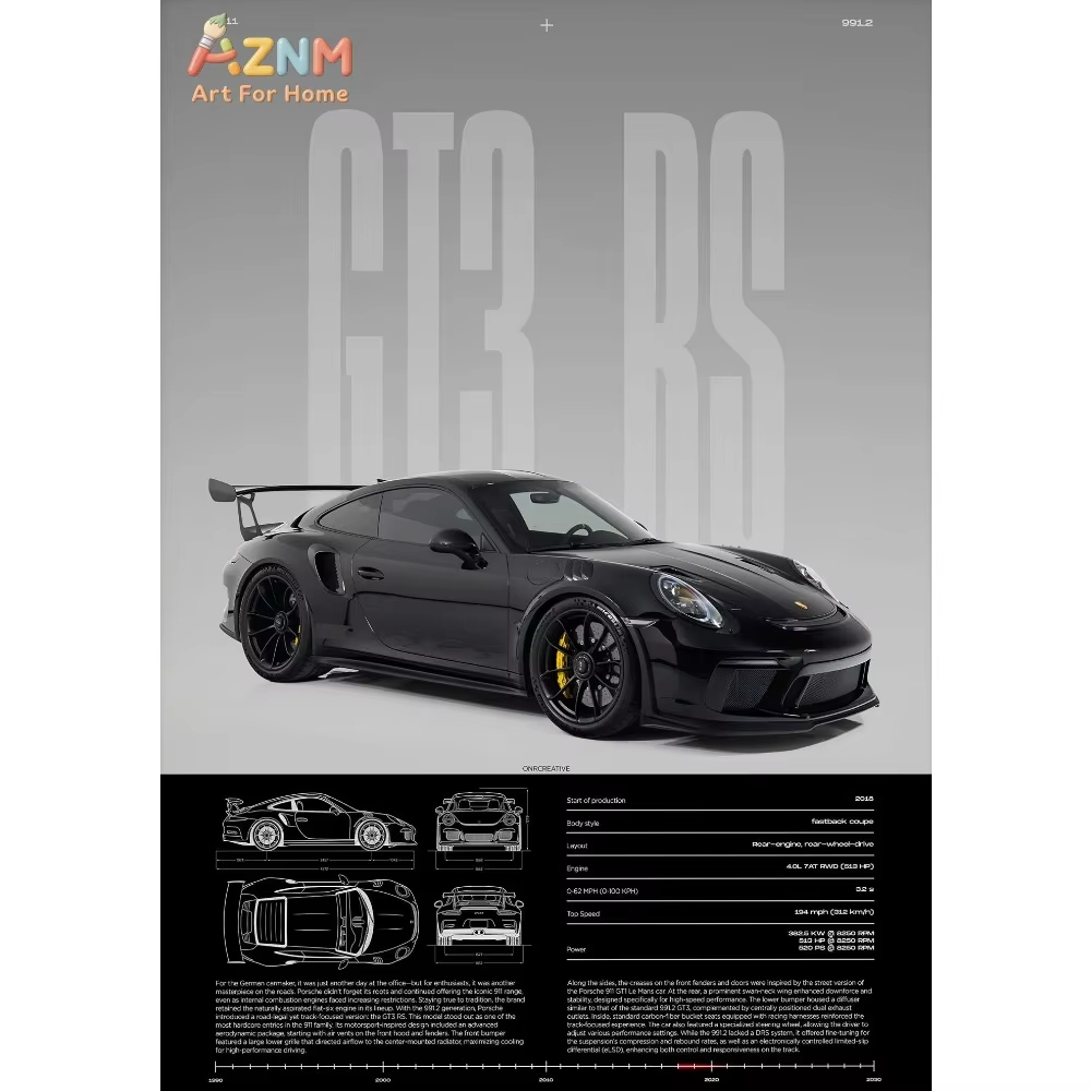 1pc Minimalist 911 GT3-RS 718  - đánh giá và giá Interior Design Home Decor